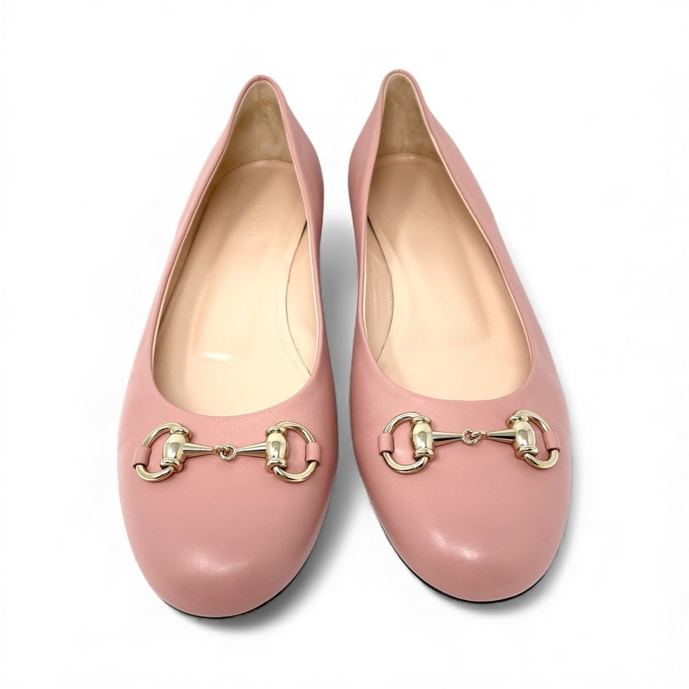 Gucci Horsebit Ballet Flats Pink Leather EU 39 US 9 Powder Pink - Picture 2 of 16